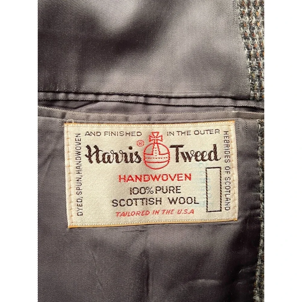 Vintage 80s Harris Tweed Sport Coat Size 40R Stafford Gray Wool Blazer Jacket